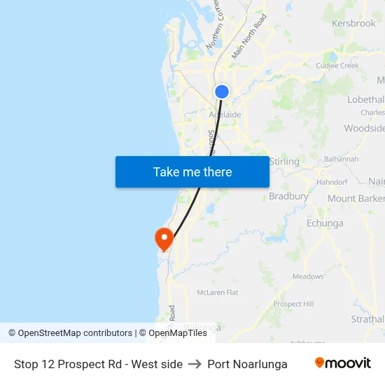 Stop 12 Prospect Rd - West side to Port Noarlunga map