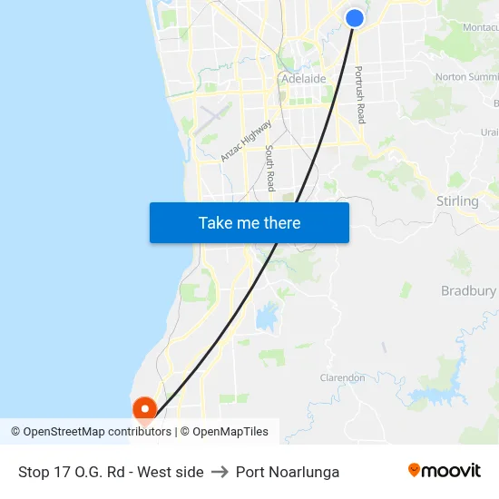 Stop 17 O.G. Rd - West side to Port Noarlunga map