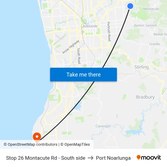 Stop 26 Montacute Rd - South side to Port Noarlunga map