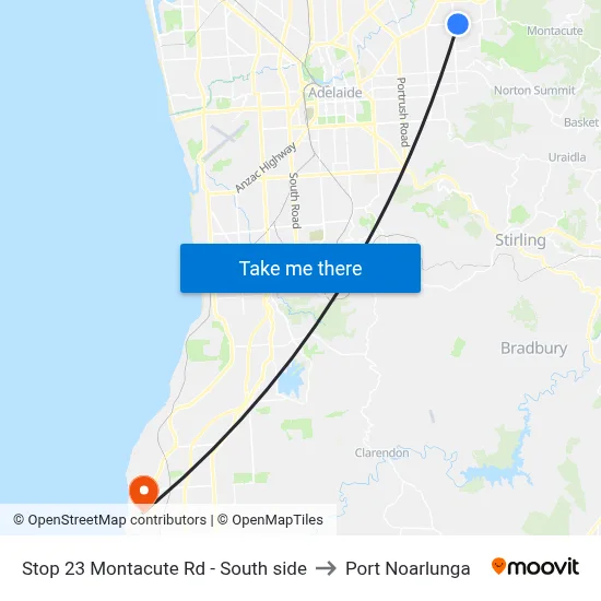 Stop 23 Montacute Rd - South side to Port Noarlunga map