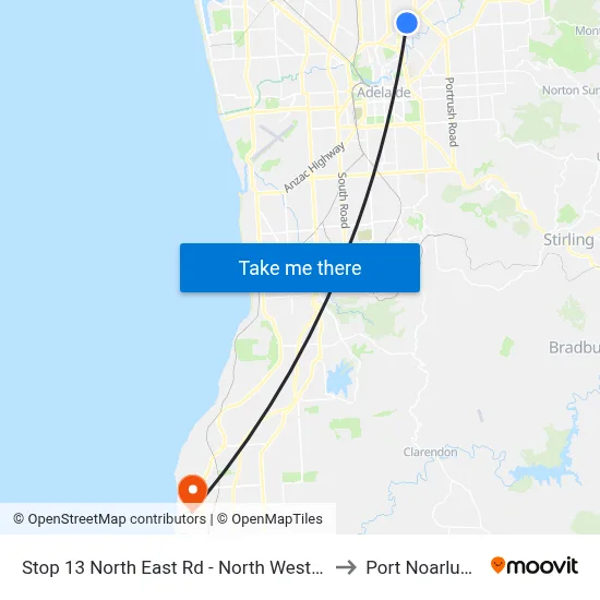 Stop 13 North East Rd - North West side to Port Noarlunga map