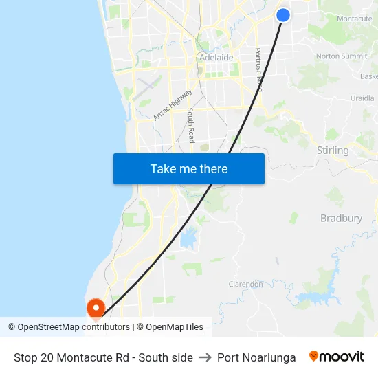 Stop 20 Montacute Rd - South side to Port Noarlunga map
