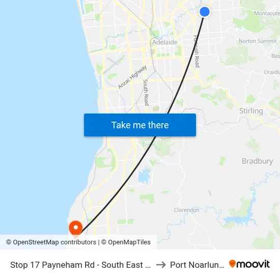 Stop 17 Payneham Rd - South East side to Port Noarlunga map