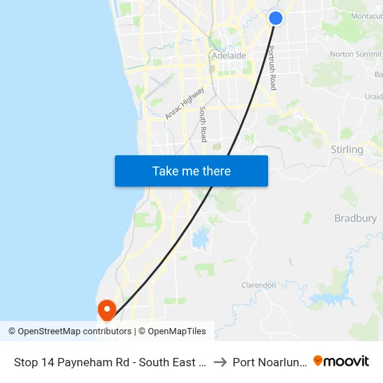 Stop 14 Payneham Rd - South East side to Port Noarlunga map