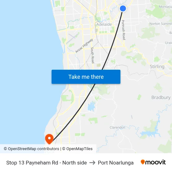 Stop 13 Payneham Rd - North side to Port Noarlunga map