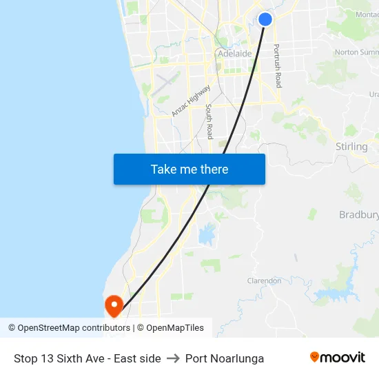 Stop 13 Sixth Ave - East side to Port Noarlunga map