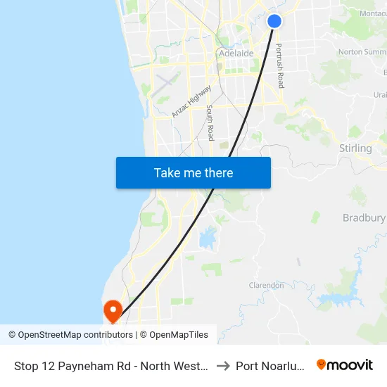 Stop 12 Payneham Rd - North West side to Port Noarlunga map
