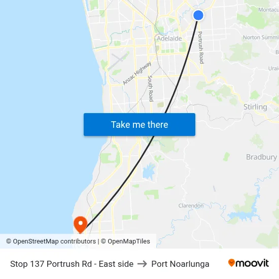 Stop 137 Portrush Rd - East side to Port Noarlunga map