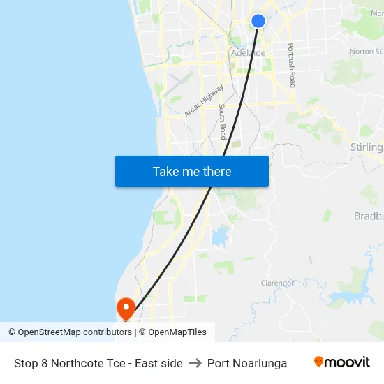 Stop 8 Northcote Tce - East side to Port Noarlunga map