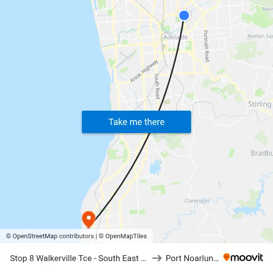 Stop 8 Walkerville Tce - South East side to Port Noarlunga map