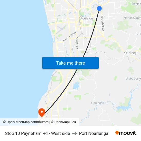 Stop 10 Payneham Rd - West side to Port Noarlunga map