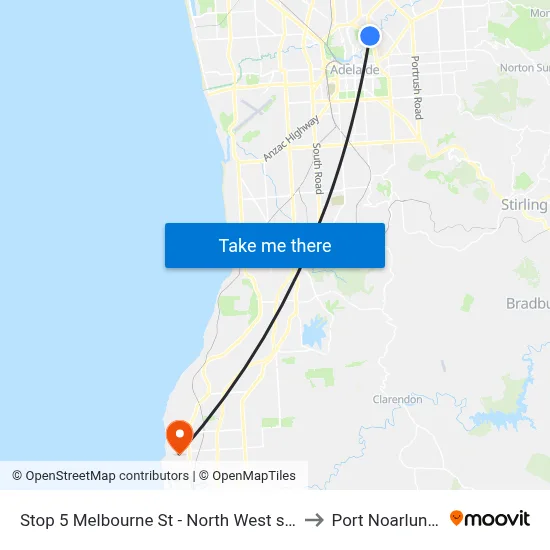 Stop 5 Melbourne St - North West side to Port Noarlunga map