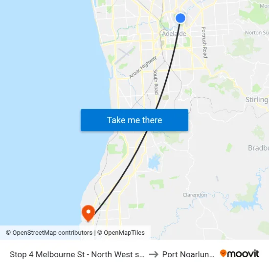 Stop 4 Melbourne St - North West side to Port Noarlunga map