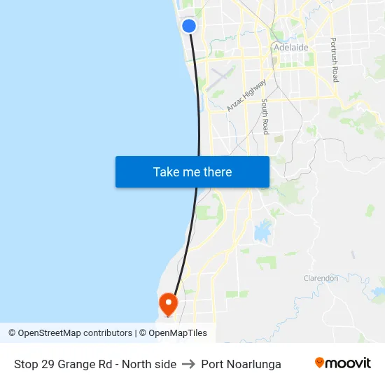 Stop 29 Grange Rd - North side to Port Noarlunga map