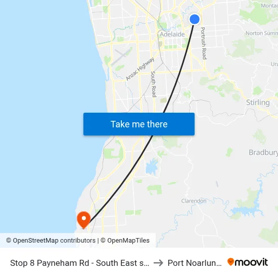 Stop 8 Payneham Rd - South East side to Port Noarlunga map