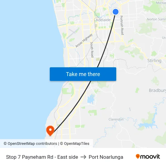 Stop 7 Payneham Rd - East side to Port Noarlunga map