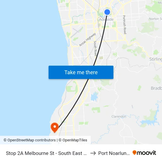 Stop 2A Melbourne St - South East side to Port Noarlunga map