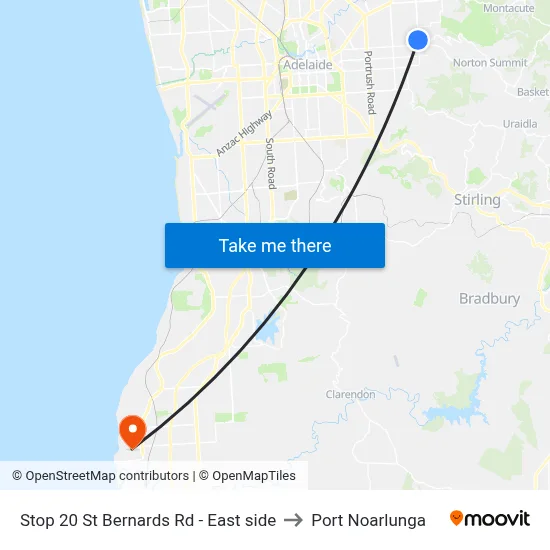 Stop 20 St Bernards Rd - East side to Port Noarlunga map