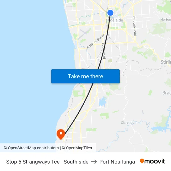 Stop 5 Strangways Tce - South side to Port Noarlunga map