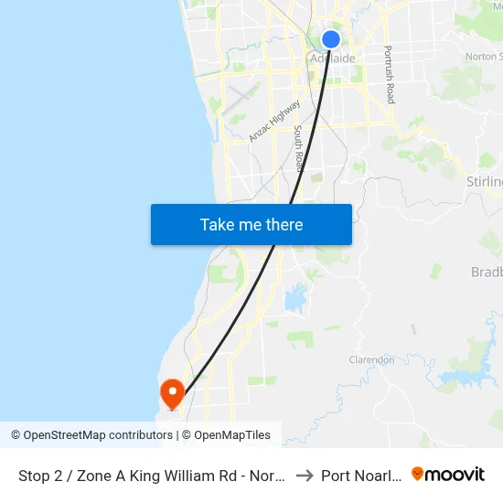 Stop 2 / Zone A King William Rd - North West side to Port Noarlunga map