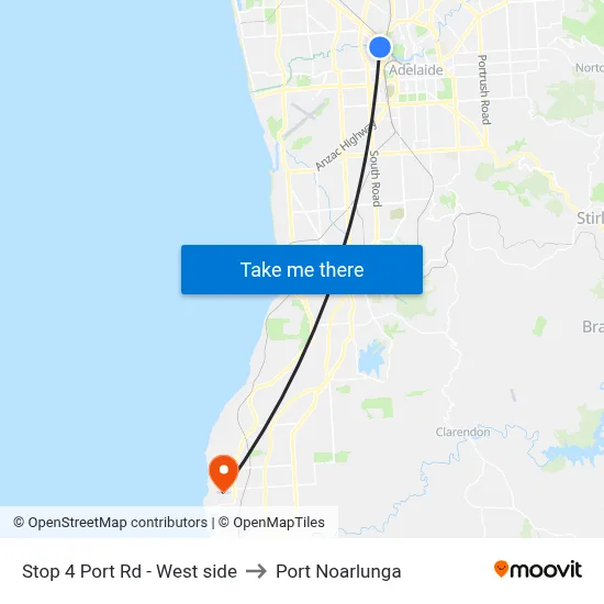Stop 4 Port Rd - West side to Port Noarlunga map