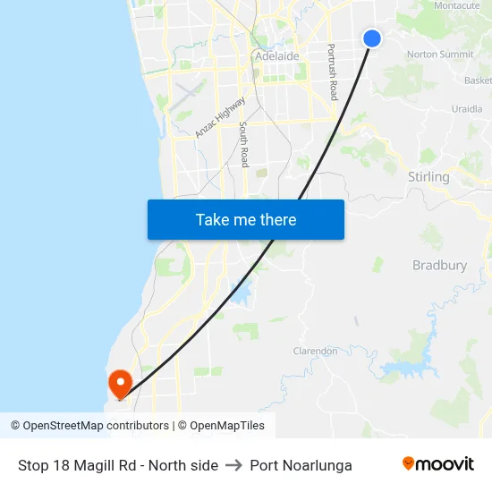 Stop 18 Magill Rd - North side to Port Noarlunga map