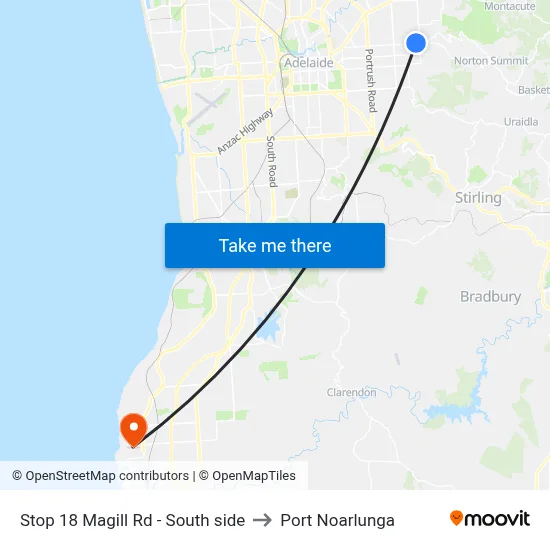Stop 18 Magill Rd - South side to Port Noarlunga map