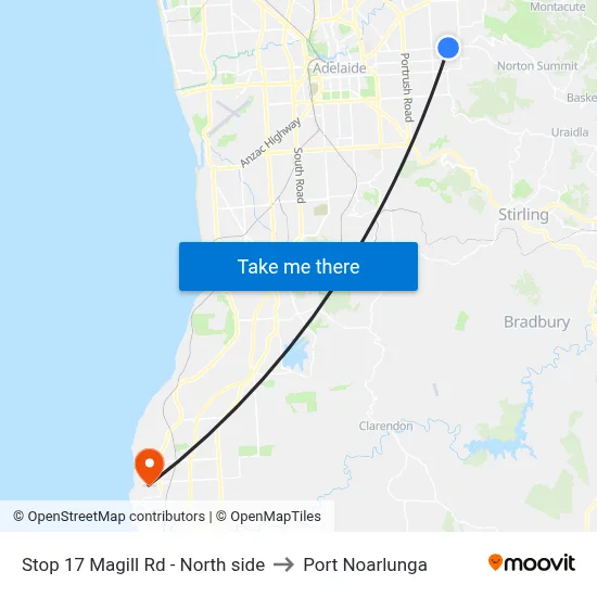 Stop 17 Magill Rd - North side to Port Noarlunga map