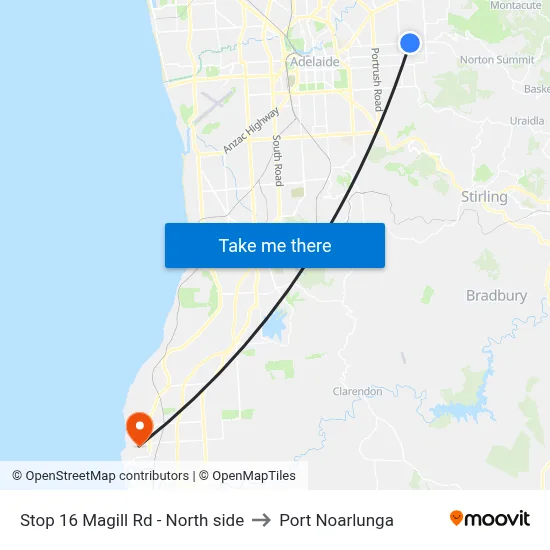 Stop 16 Magill Rd - North side to Port Noarlunga map