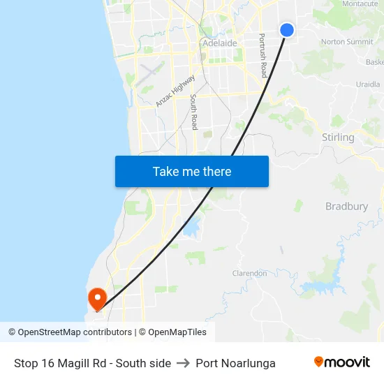 Stop 16 Magill Rd - South side to Port Noarlunga map