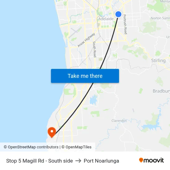 Stop 5 Magill Rd - South side to Port Noarlunga map