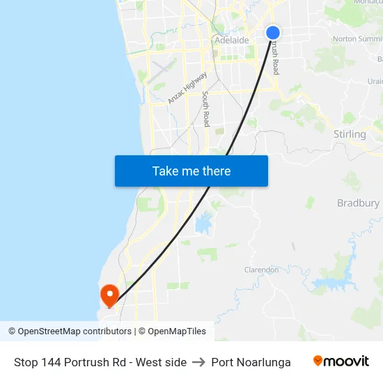 Stop 144 Portrush Rd - West side to Port Noarlunga map