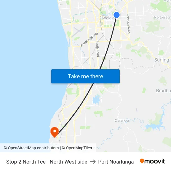 Stop 2 North Tce - North West side to Port Noarlunga map