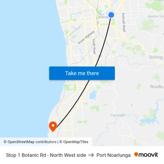 Stop 1 Botanic Rd - North West side to Port Noarlunga map