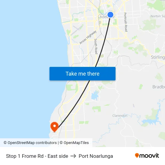 Stop 1 Frome Rd - East side to Port Noarlunga map