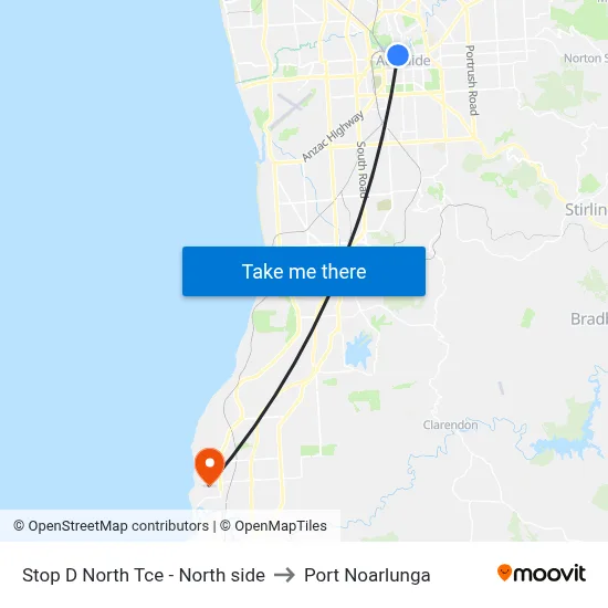 Stop D North Tce - North side to Port Noarlunga map