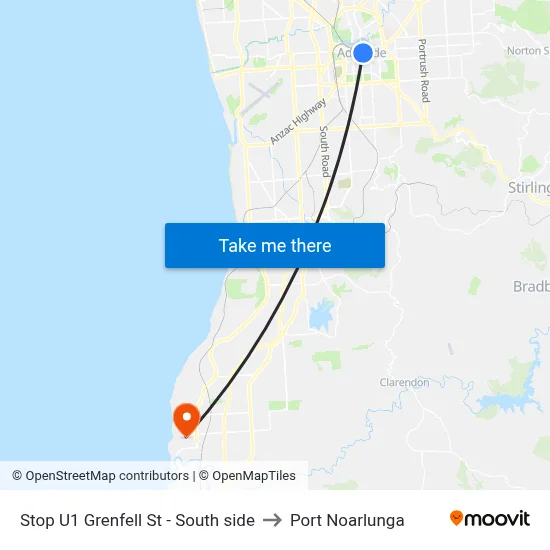 Stop U1 Grenfell St - South side to Port Noarlunga map