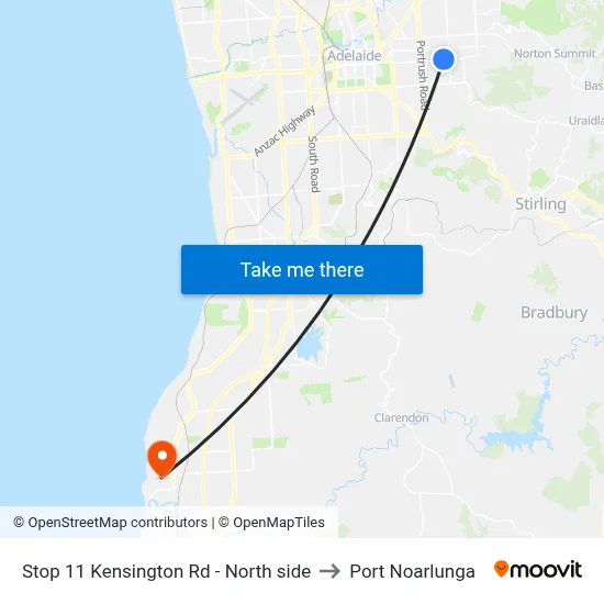 Stop 11 Kensington Rd - North side to Port Noarlunga map