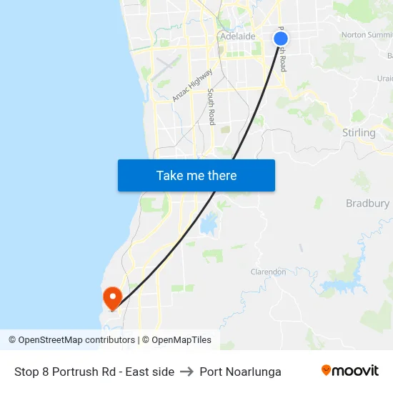 Stop 8 Portrush Rd - East side to Port Noarlunga map