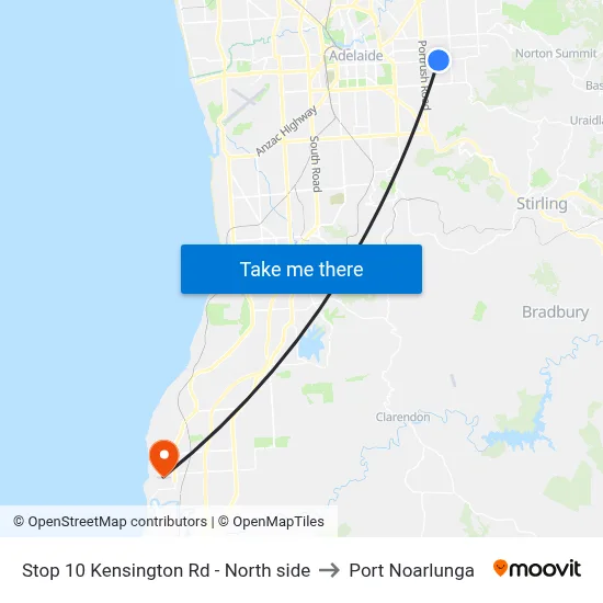 Stop 10 Kensington Rd - North side to Port Noarlunga map