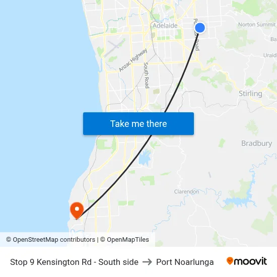 Stop 9 Kensington Rd - South side to Port Noarlunga map