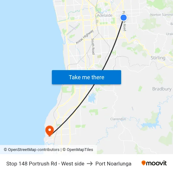 Stop 148 Portrush Rd - West side to Port Noarlunga map