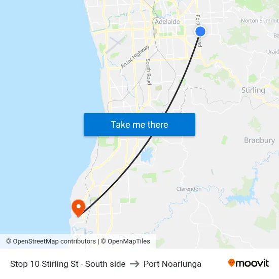 Stop 10 Stirling St - South side to Port Noarlunga map