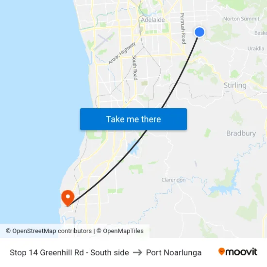Stop 14 Greenhill Rd - South side to Port Noarlunga map