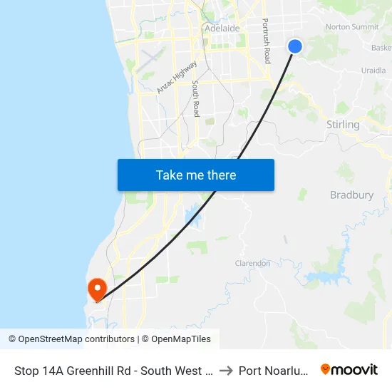 Stop 14A Greenhill Rd - South West side to Port Noarlunga map
