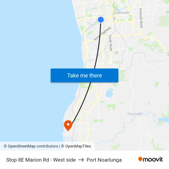 Stop 8E Marion Rd - West side to Port Noarlunga map