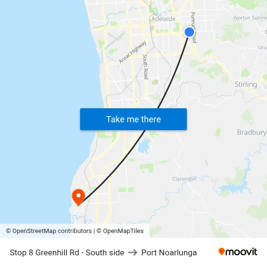 Stop 8 Greenhill Rd - South side to Port Noarlunga map