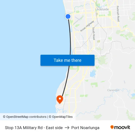 Stop 13A Military Rd - East side to Port Noarlunga map