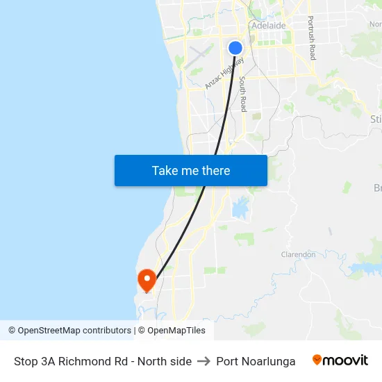 Stop 3A Richmond Rd - North side to Port Noarlunga map