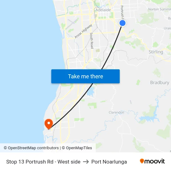 Stop 13 Portrush Rd - West side to Port Noarlunga map